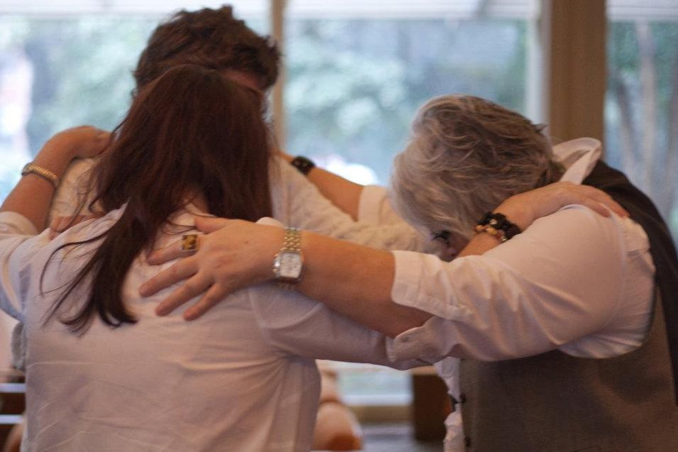 Linda in prayer on Ethnic Sunday at The Covenant Church, Encino